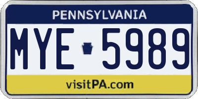 PA license plate MYE5989