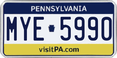 PA license plate MYE5990