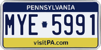 PA license plate MYE5991