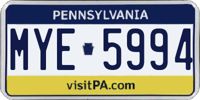 PA license plate MYE5994