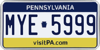 PA license plate MYE5999