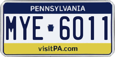 PA license plate MYE6011