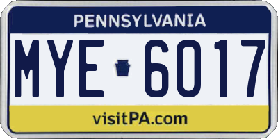 PA license plate MYE6017