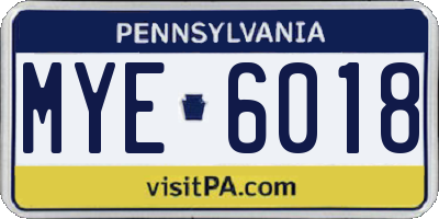PA license plate MYE6018