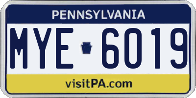 PA license plate MYE6019