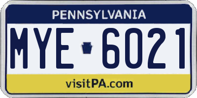 PA license plate MYE6021