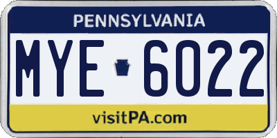 PA license plate MYE6022