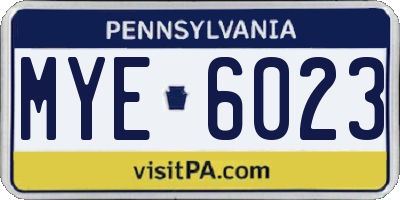 PA license plate MYE6023