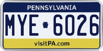 PA license plate MYE6026