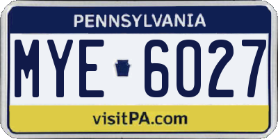PA license plate MYE6027