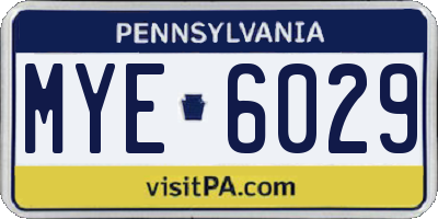 PA license plate MYE6029