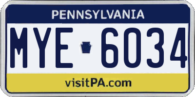PA license plate MYE6034