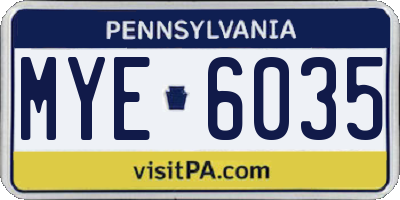 PA license plate MYE6035