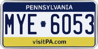 PA license plate MYE6053