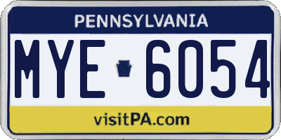 PA license plate MYE6054