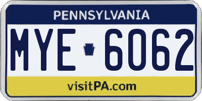PA license plate MYE6062