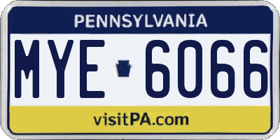 PA license plate MYE6066