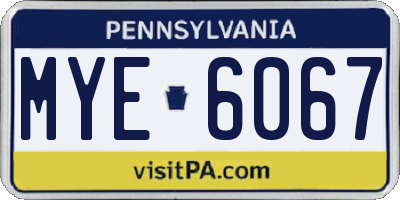 PA license plate MYE6067