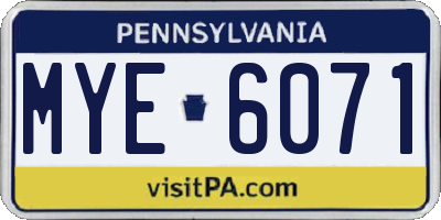 PA license plate MYE6071