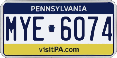 PA license plate MYE6074