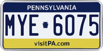 PA license plate MYE6075