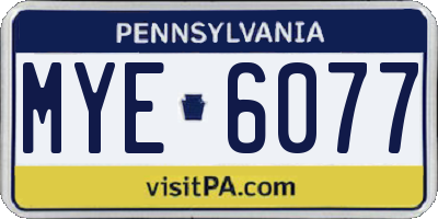 PA license plate MYE6077