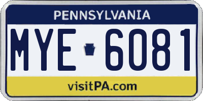 PA license plate MYE6081