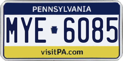 PA license plate MYE6085