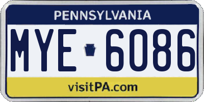 PA license plate MYE6086