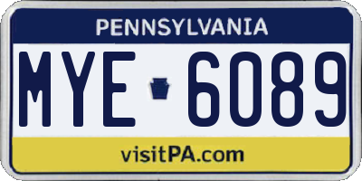 PA license plate MYE6089