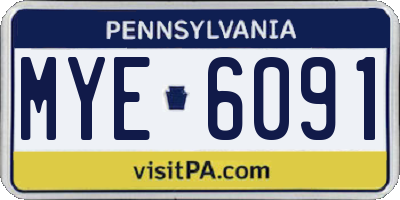 PA license plate MYE6091
