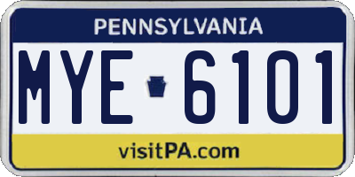 PA license plate MYE6101