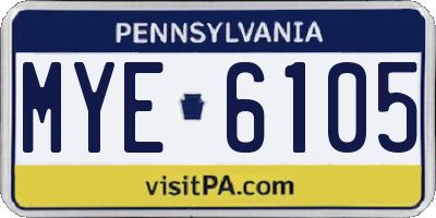 PA license plate MYE6105