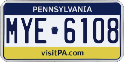 PA license plate MYE6108