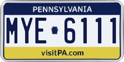 PA license plate MYE6111