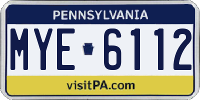 PA license plate MYE6112