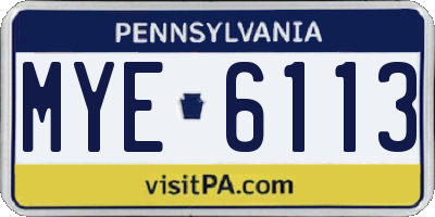 PA license plate MYE6113