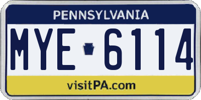 PA license plate MYE6114