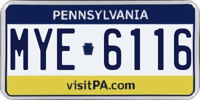 PA license plate MYE6116
