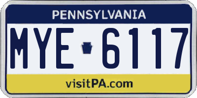 PA license plate MYE6117