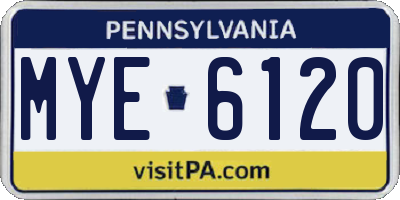 PA license plate MYE6120