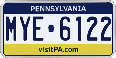 PA license plate MYE6122