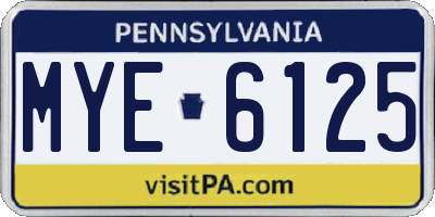 PA license plate MYE6125