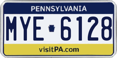 PA license plate MYE6128