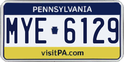 PA license plate MYE6129