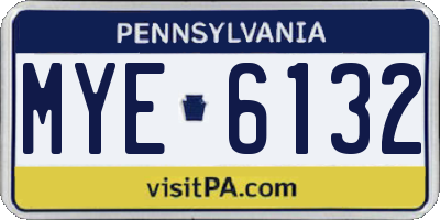 PA license plate MYE6132