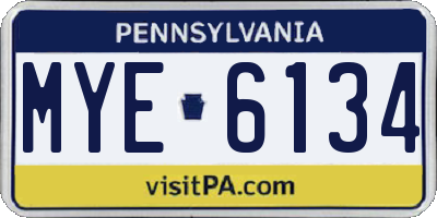 PA license plate MYE6134