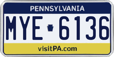 PA license plate MYE6136