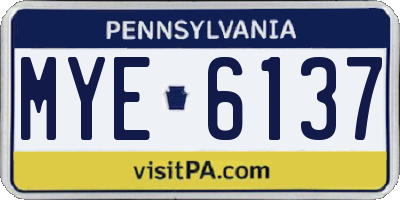 PA license plate MYE6137