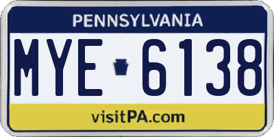 PA license plate MYE6138